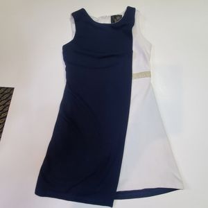 Laundry girls dress size 7, blue and white with gold band at the wsist. Sporty